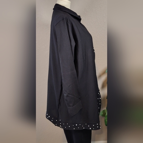 CATO Pearl Embellished Black Waterfall Cardigan - Plus Size 22/24W - Picture 3 of 13